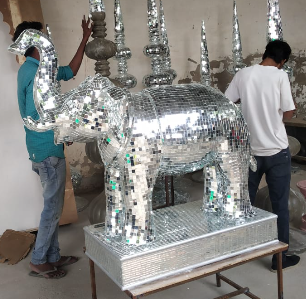mirror elephant - 3.5ft, silver